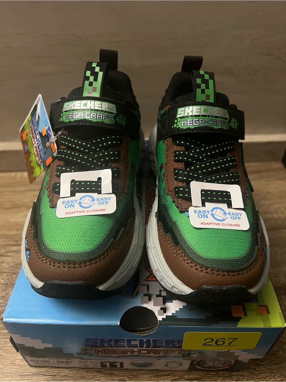 Skechers Kids Mega-Craft Black and Green Pixel-Style Sneaker - Picture 2 of 8